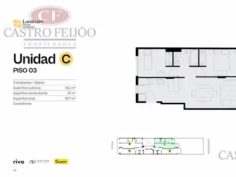 Departamento en Venta de 3 ambientes