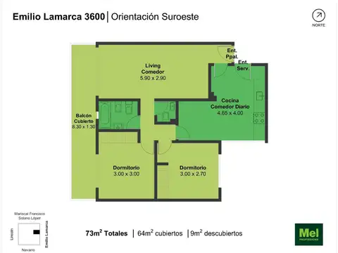 Emilio Lamarca 3600, Piso 2