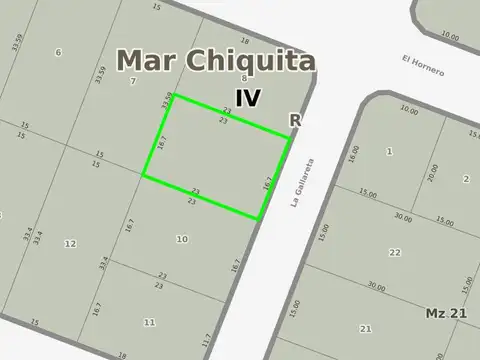 Terreno en Venta 16  mts Frente