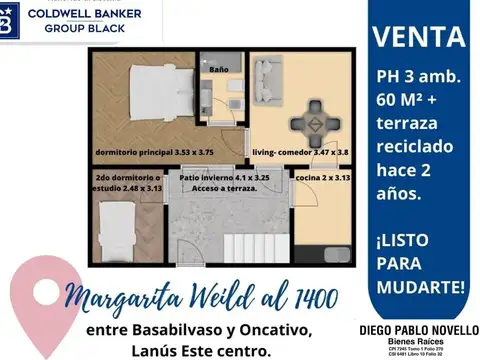 Depto Tipo Casa en Venta en Lanus Este, USD 77.000