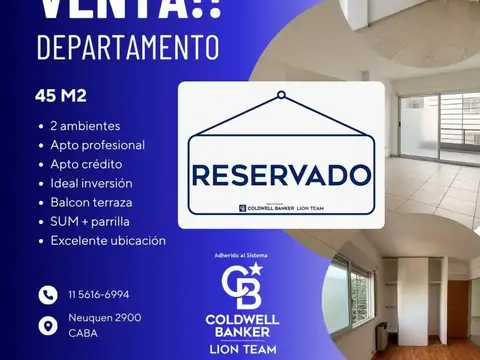 Venta Departamento 2 ambientes balcón terraza apto profesional