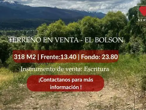 TERRENO EN VENTA EL BOLSON
