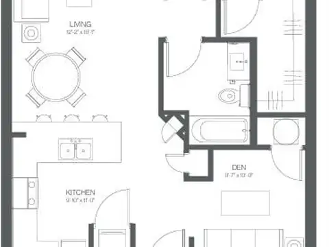 Departamento 2 ambientes con 1 baño