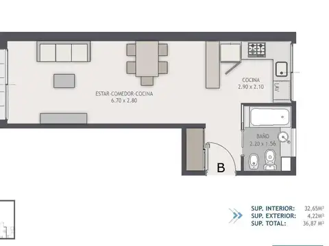 Departamento en Venta de Monoambiente