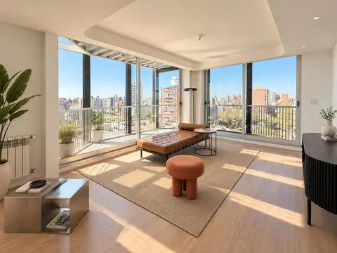 Venta departamento de tres dormitorios con balcón al frente y amenities. Rosario, Lourdes