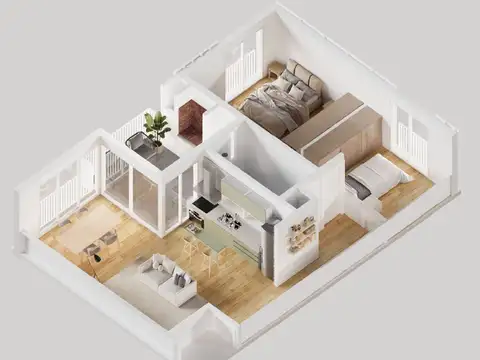Departamento 2 ambientes con 1 baño