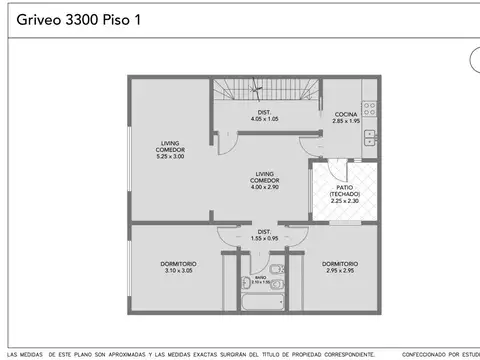 Depto Tipo Casa 3 ambientes con 2 baños