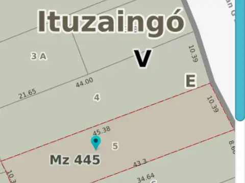 Terreno en Venta 45  mts Fondo