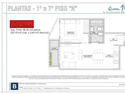 Departamento en Venta de 2 ambientes