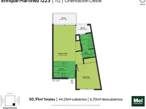 General Enrique Martínez 1200, Piso 1°