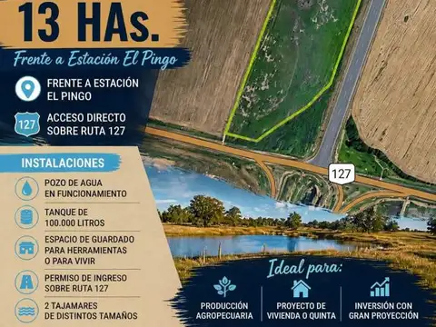 CAMPO para inversiones variadas, sobre RUTA 127, ER.