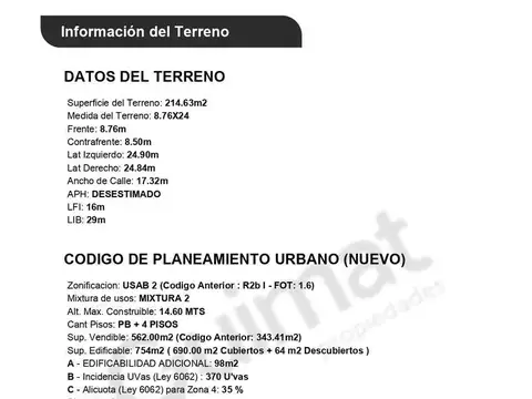 Terreno en Venta de 214,0 m2