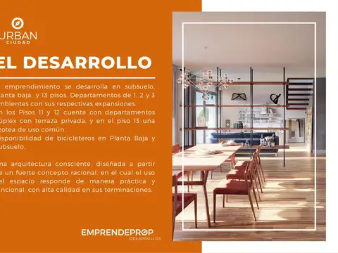 DE POZO - ENTREGA FINALES 2026! 2 ambientes en Urban Ciudad