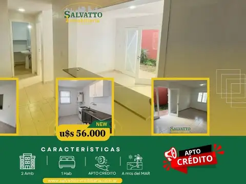 2 ambientes sin expensas, APTO CREDITO, con patio y entrada de auto