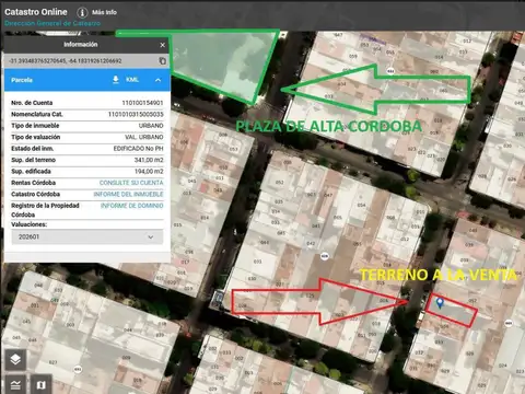 Terreno en Venta en Alta Córdoba, USD 180.000