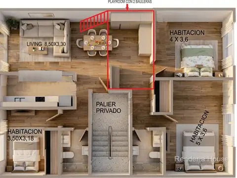 Departamento en Venta con 1 cocheras