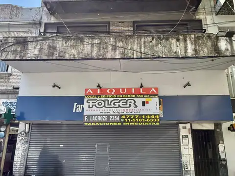 Paternal Excepcional local 8.66 x 21,50 + entrepiso y subsuelo y vivienda, 550 m2 tot aprox