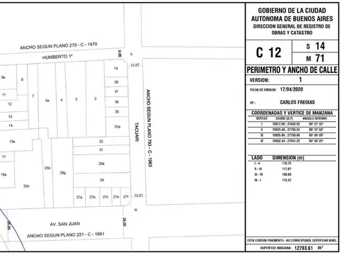 Terreno en Venta en San Telmo, USD 1.100.000