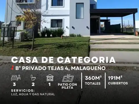 Venta Casa De Categoría De 3 Dormitorios Con Pileta En Tejas 4 – Malagueño