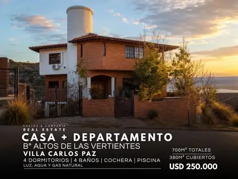 Venta Casa De Categoría Con Vista Al Lago Y La Ciudad En Altos De Las Vertientes Villa Carlos Paz