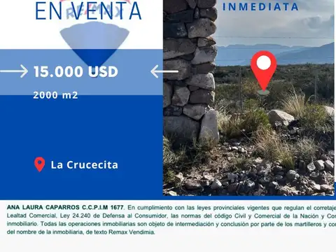 Venta Lote 2000m2 Comarca Ecológica La Crucecita