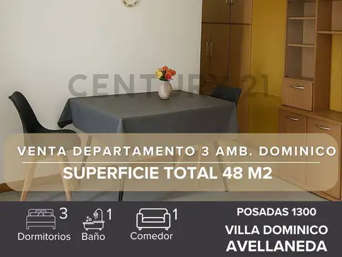 VENTA DEPARTAMENTO 3 AMBIENTES V. DOMINICO