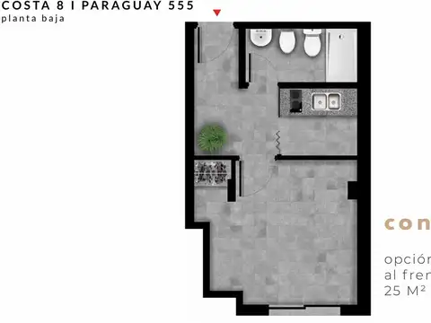 Departamento 2 ambientes con 1 baño