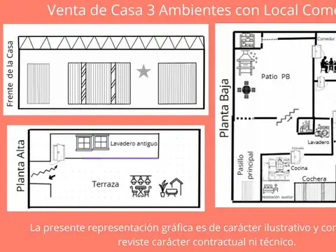 Venta de Casa 3 Ambientes con Local Comercial