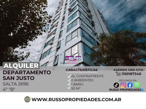 Alquiler departamento 2 Ambientes - San Justo
