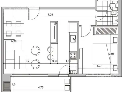 Departamento en Venta de 1 dormitorio