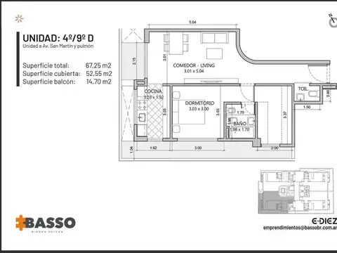 Departamento en Venta de 1 dormitorio