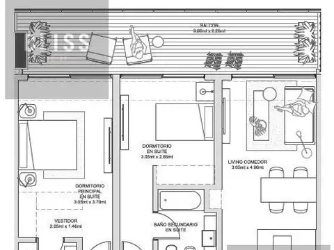 Departamento 3 Ambientes en Bliss Buenos Aires.