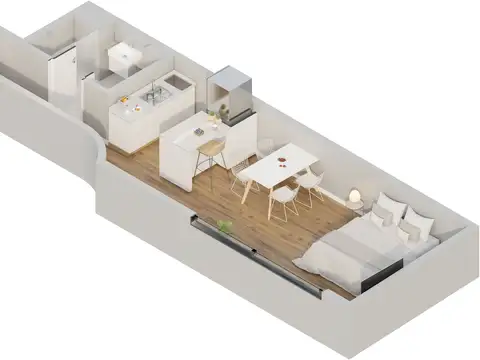 Departamento Monoambiente con 1 baño