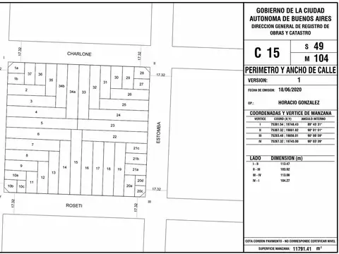 Terreno en Venta en Villa Ortuzar, USD 165.000