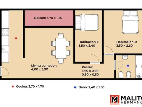 Departamento en Venta de 3 ambientes