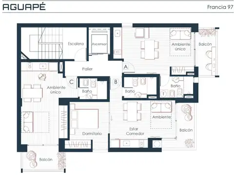 Departamento de 1 dormitorio en la esquina de Av. Francia y Jujuy